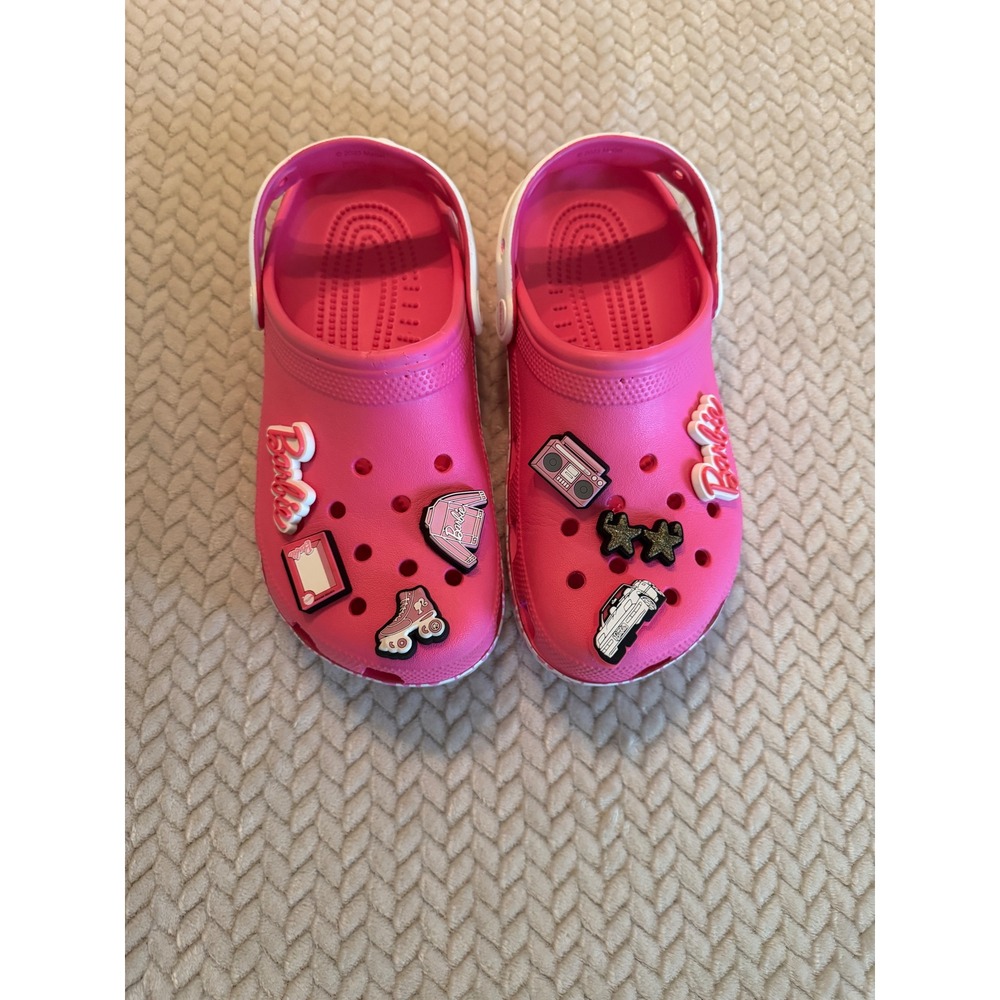 Crocs Classic Clog Barbie Electric Pink‎ Women 9 Men 7 Jibbitz Charms 208825-6QQ